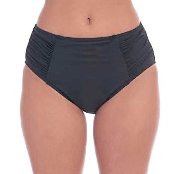 NWT LA BLANCA Island Goddess High Waist Tummy Control Bikini Bottom in Black 8 - Picture 1 of 6